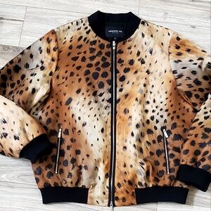 Lafayette 148 New York Animal Print Bomber Jacket